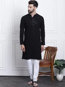SOJANYA Geometric Embroidered Regular Pure Cotton Kurta with Churidar