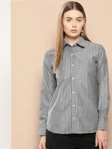 Chemistry Women Standard Pinstriped Cotton Casual Shirt