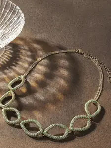 Accessorize Encrusted Teardrop Crystals Studded Collar Necklace