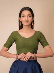 Bindigasm's Advi Woven Design Stretchable Cotton Saree Blouse