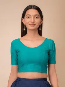 Bindigasm's Advi Self-Design Stretchable Cotton Saree Blouse