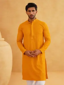 SOJANYA Geometric Embroidered Mandarin Collar Cotton Straight Kurta