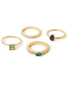 Accessorize Set Of 4 Stone-Studded Finger Rings