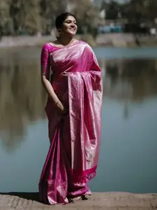 Glorisa Floral Woven Design Zari Banarasi Saree