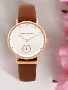 French Connection Women Embellished Dial & Leather Strap Analogue Watch