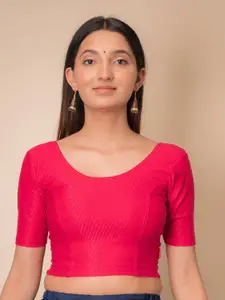 Bindigasm's Advi Self-Design Cotton Stretchable Readymade Saree Blouse