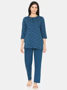 Zivame Floral Printed Pure Cotton Night suit