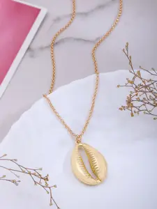 VIRAASI Gold Plated Textured Pendant With Chain