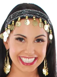 JENNA Women Embroidered Belly Dance Hip Scarf & Waistband With HeadBand