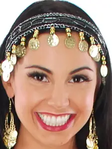 JENNA Women Embroidered Belly Dance Hip Scarf & Waistband With & HeadBand  With Top