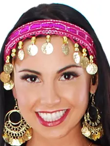 JENNA Women Embroidered Belly Dance Hip Scarf & Waistband & HeadBand  With Top