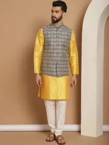 Anouk Motifs Embroidered Regular Kurta Churidar with Nehru jacket