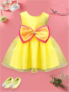 A.T.U.N. Girls Round Neck Sleeveless Bow Fit & Flare Knee Length Dress