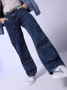 The Indian Garage Co Men Baggy Fit Light Fade Cargo Jeans