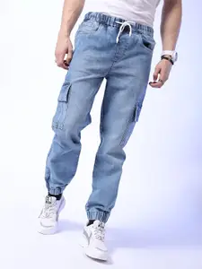 The Indian Garage Co Men Blue Low Distress Heavy Fade Stretchable Jeans