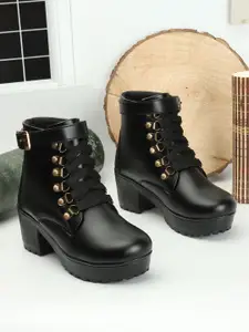 The Roadster Lifestyle Co. Women High-Top Lace-Up Biker Boots