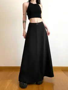 KPOP Mid-Rise Flared Maxi Skirt