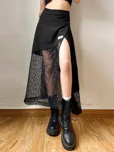 Stylecast X KPOP Self Design Lace Flared Midi Skirt