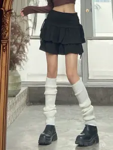 KPOP Pure Cotton Tiered Above Knee Skirt