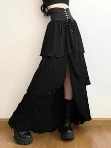 KPOP Flared Tiered Maxi Skirt