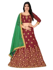 MANVAA Embroidered Thread Work Semi-Stitched Lehenga & Unstitched Blouse With Dupatta