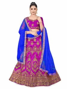 MANVAA Embroidered Beads & Stones Semi-Stitched Lehenga & Unstitched Blouse With Dupatta