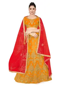 MANVAA Embroidered Semi-Stitched Lehenga & Unstitched Blouse With Dupatta