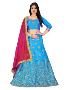 MANVAA Embroidered Thread Work Semi-Stitched Lehenga & Unstitched Blouse With Dupatta