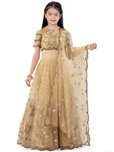 BAESD Girls Embellished Thread Work Semi-Stitched Lehenga & Unstitched Blouse With Dupatta