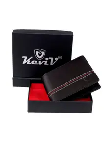 Keviv Men Black Leather Two Fold Wallet
