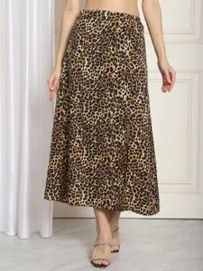 NEUDIS Animal Skin Printed A-Line Midi Skirt