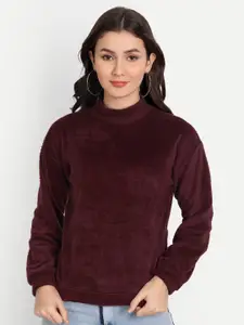 COLOR CAPITAL Self Design High Neck Sweatshirt