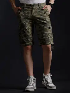 WROGN Men Camouflage Printed Slim Fit Cotton Cargo Shorts