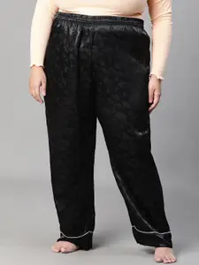 Oxolloxo Plus Size Printed Relaxed Fit Straight -Leg Lounge Pant