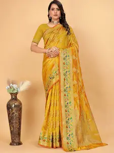 Pionex Floral Woven Design Zari Organza Bhagalpuri Saree