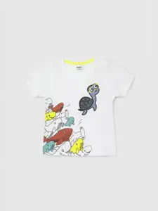 max Boys Round Neck Short Sleeves Printed Applique T-shirt