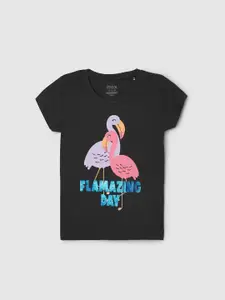 max Girls Printed Round Neck Pure Cotton T-shirt