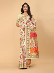 Pionex Floral Woven Design Cotton Banarasi Saree