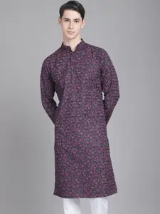 Majestic Man Ethnic Motif Printed Pure Cotton Straight Kurta
