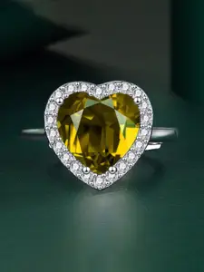 MYKI Silver-Plated CZ Studded Finger Ring