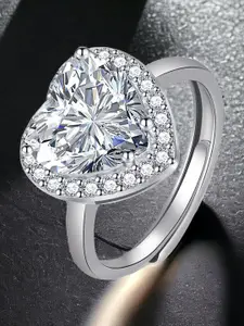 MYKI Silver-Plated CZ-Studded Finger Ring