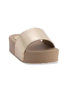 ERIDANI Textured Open Toe Flatform Heels