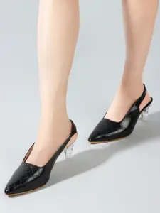 Denill Textured Pointed Toe Block Heels