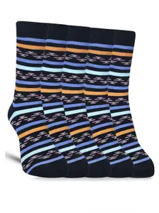 Dollar Socks Men Pack Of 5 Patterned Cotton Calf-Length Socks