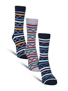 Dollar Socks Men Pack Of 3 Patterned Cotton Calf-Length Socks