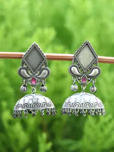 Anouk Silver-Toned Silver-Plated Oxidised Contemporary Jhumkas