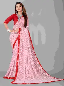 Flip The Style Polka Dot Printed Embellished Sequinned Pure Georgette Tussar Saree