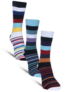 Dollar Socks Men Pack of 3 Striped Cotton Calf-Length Socks