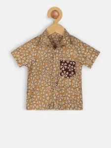 charkhee Boys Smart Opaque Floral Printed Cotton Casual Shirt