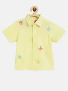 charkhee Boys Embroidered Smart Opaque Cotton Casual Shirt